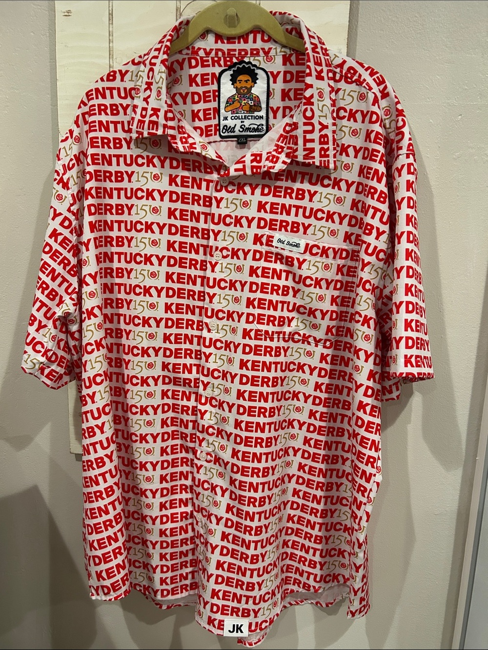 Kentucky Derby Red & White Logo-Print Button Down Shirt